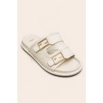 FENDI FEEL CREAM FF BUCKLE EMBOSSED SANDAL