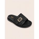 FENDI FEEL GREY BLACK FF BUCKLE EMBOSSED SANDAL - Image 4