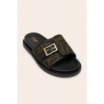 FENDI FEEL BLACK OLIVE FF BUCKLE EMBOSSED SANDAL - Image 2