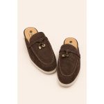 LORO PIANA BROWN SUMMER CHARM BABOUCHE LOAFER SUEDE