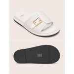 FENDI FEEL WHITE FF BUCKLE EMBOSSED SANDAL - Image 3