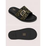 FENDI FEEL BLACK OLIVE FF BUCKLE EMBOSSED SANDAL - Image 4