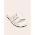 FENDI FEEL WHITE FF BUCKLE EMBOSSED SANDAL - Image 2