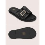 FENDI FEEL GREY BLACK FF BUCKLE EMBOSSED SANDAL - Image 2