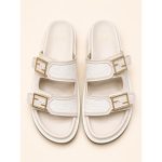 FENDI FEEL CREAM FF BUCKLE EMBOSSED SANDAL - Image 4