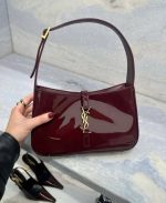 YSL SHINY CRUSH HANDBAG - MAROON
