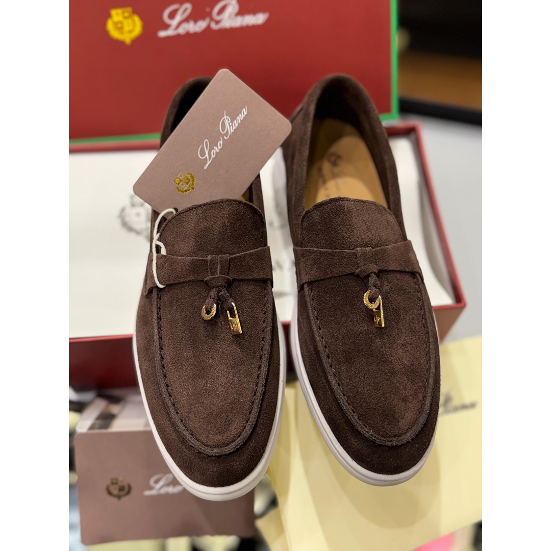 4f4b4eaa-4dba-41af-85a5-329da62ae071 LORO PIANA CHOCOLATE BROWN SUMMER WALK CASUAL BALLET LOAFERS - Image 1