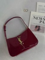 YSL SHINY CRUSH HANDBAG - MAROON - Image 2