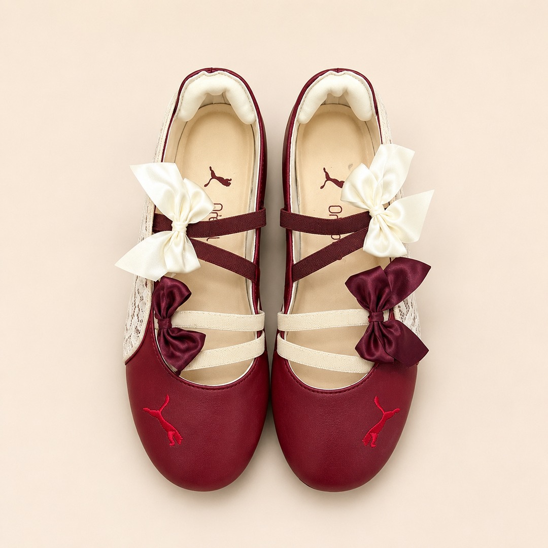 PUMA SPEED CAT BURGUNDY BALLET LACE SHOES