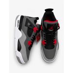 NIKE AIR JORDAN RETRO 4 GREY RED SHOES - Image 4