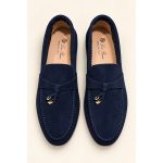 LORO PIANA MENS CHARM DEEP NAVY LOAFER SUEDE