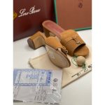 LORO PIANA SUEDE CAMEL HEEL MULE SANDAL FOR WOMEN - Image 2