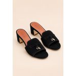 LORO PIANA SUEDE BLACK HEEL MULE SANDAL FOR WOMEN - Image 2