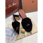 LORO PIANA SUEDE BLACK HEEL MULE SANDAL FOR WOMEN