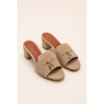 LORO PIANA SUEDE BEIGE HEEL MULE SANDAL FOR WOMEN - Image 3