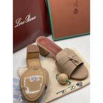 LORO PIANA SUEDE BEIGE HEEL MULE SANDAL FOR WOMEN - Image 2