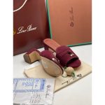 LORO PIANA SUEDE BURGUNDY HEEL MULE SANDAL FOR WOMEN - Image 3