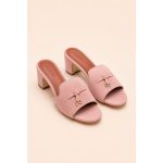 LORO PIANA SUEDE DUSTY PINK HEEL MULE SANDAL FOR WOMEN - Image 2
