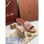 LORO PIANA SUEDE DUSTY PINK HEEL MULE SANDAL FOR WOMEN - Image 3