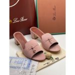 LORO PIANA SUEDE DUSTY PINK HEEL MULE SANDAL FOR WOMEN