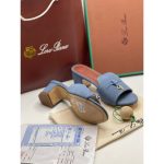 LORO PIANA SUEDE DUSTY BLUE HEEL MULE SANDAL FOR WOMEN - Image 2