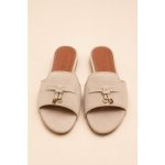 LORO PIANA SUEDE BOW FLAT SANDAL BEIGE FOR WOMEN - Image 2