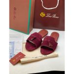 LORO PIANA SUEDE BOW FLAT SANDAL WINE FOR WOMEN