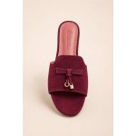 LORO PIANA SUEDE BOW FLAT SANDAL WINE FOR WOMEN - Image 3