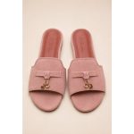 LORO PIANA SUEDE BOW FLAT SANDAL DUSTY PINK FOR WOMEN - Image 2