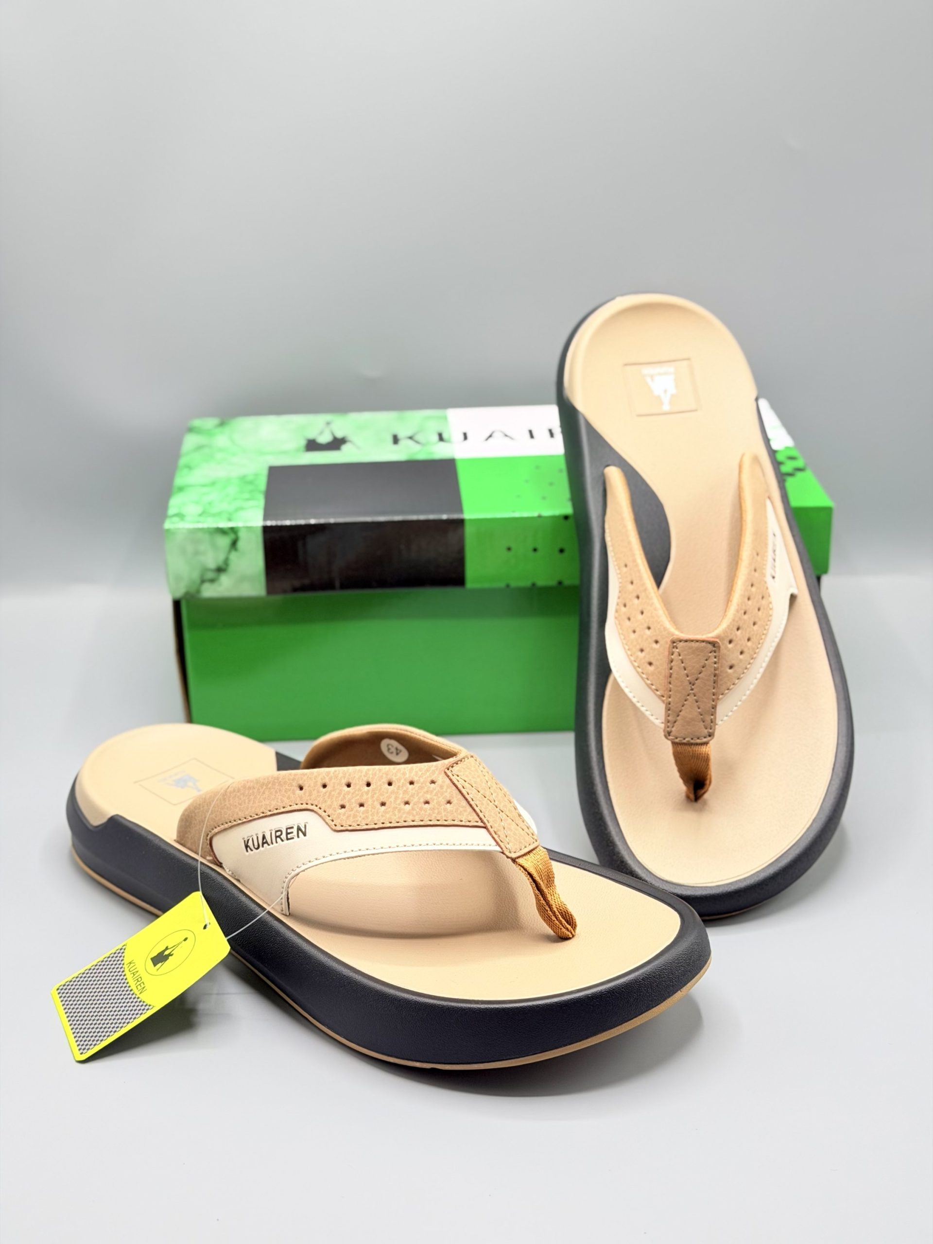 2026/10/1000776922.jpg Kuairen Beige Cream Comfort Slides - Image 1