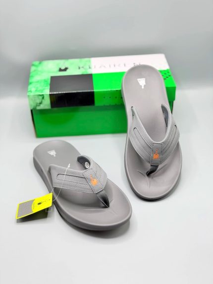 Kuairen Grey Gold Sport Flip Flops – Cushioned